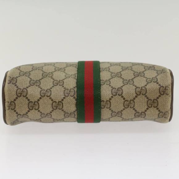 GUCCI GG Canvas Web Sherry Line Clutch Bag Beige Red Green 56.01.012 Auth yk8055 - Picture 7 of 16